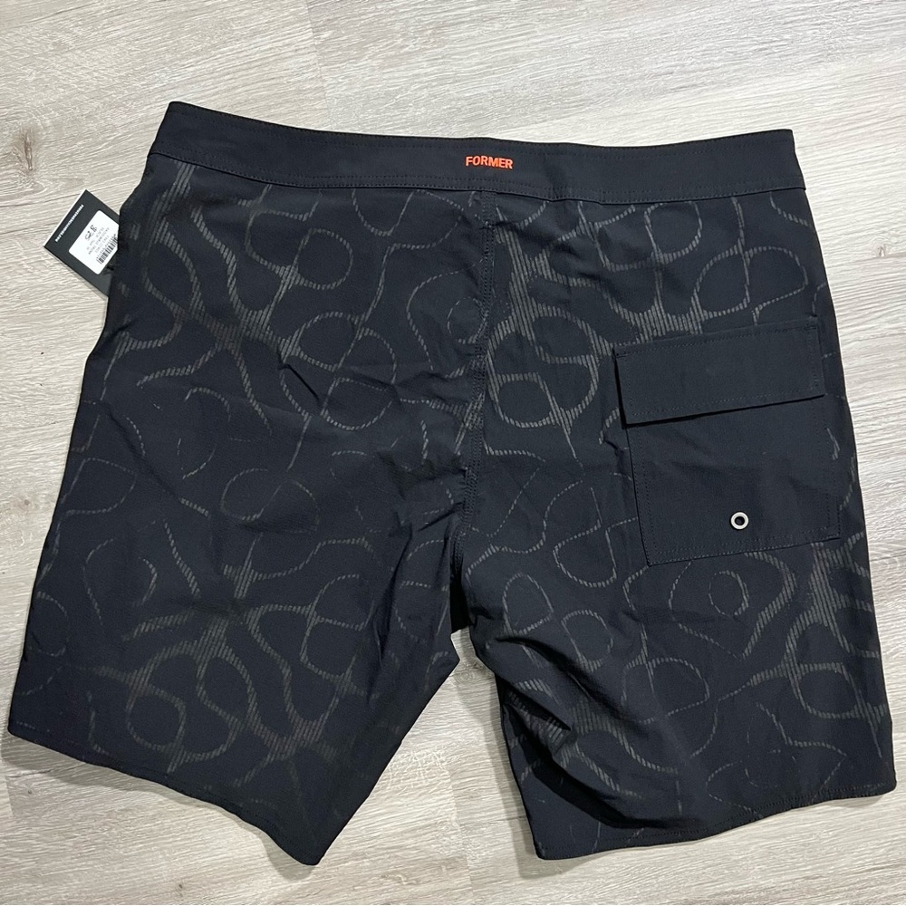 NWT Former Merchandise Men Radio Wave Swim Trunk Shorts Black Size 38 - Picture 9 of 11